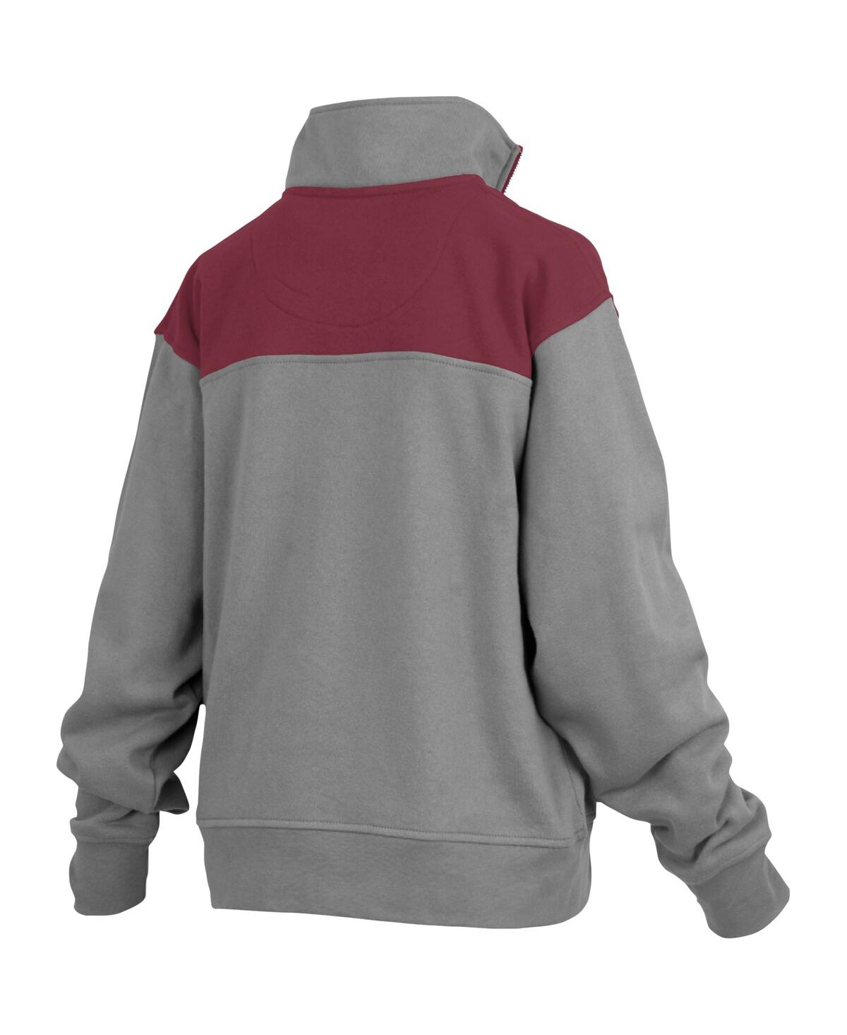 PRESSBOX WOMEN'S PRESSBOX GRAY TEXAS A&M AGGIES AVON FLEECE QUARTER-ZIP JACKET 