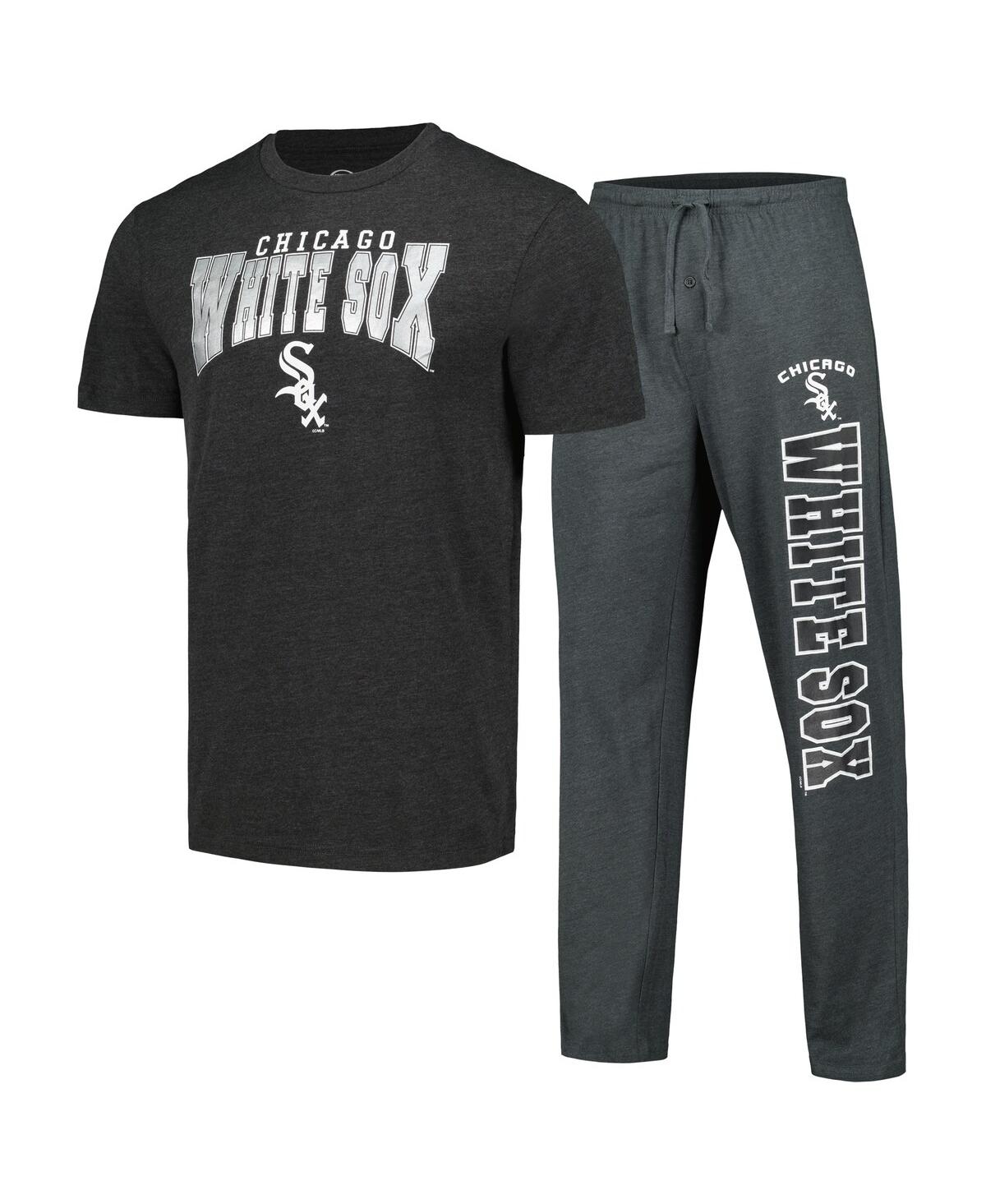 Concepts Sport Men's  Charcoal, Black Chicago White Sox Meter T-shirt And Pants Sleep Set In Charcoal,black