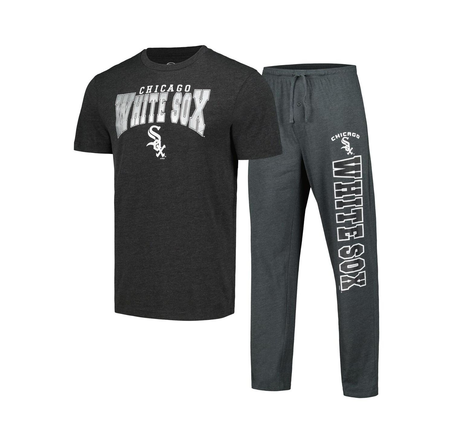 Men's Charcoal, Black Chicago White Sox Meter T-shirt and Pants Sleep Set