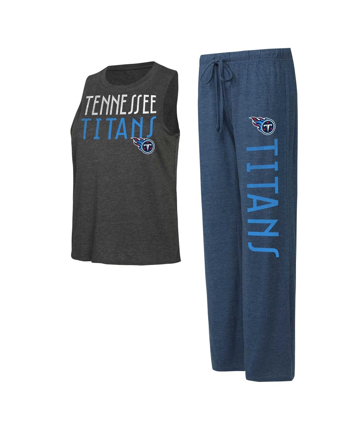 Concepts Sport Women's  Navy, Charcoal Distressed Tennessee Titans Muscle Tank Top And Pants Lounge S In Navy,charcoal