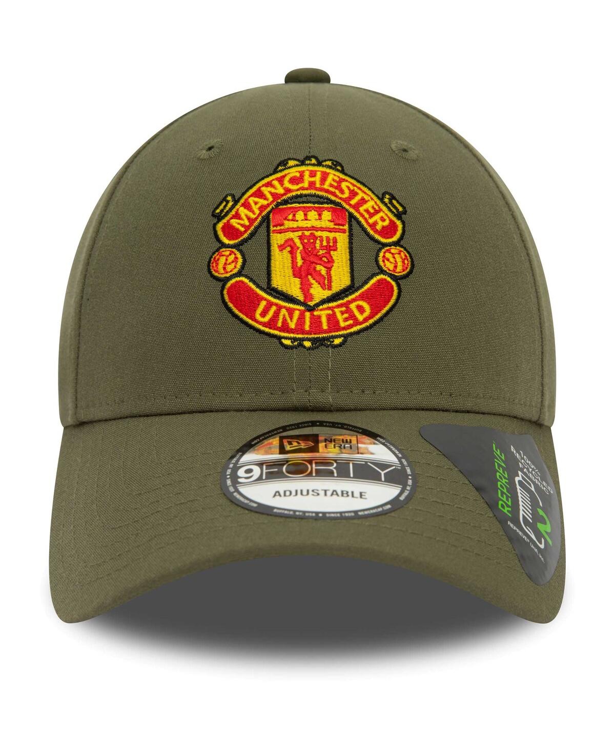 Shop New Era Men's  Olive Manchester United Seasonal Color 9forty Adjustable Hat
