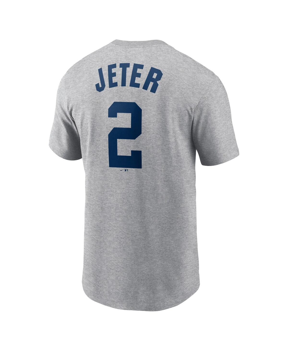 Shop Nike Men's  Derek Jeter Heather Gray New York Yankees Fuse Name And Number T-shirt
