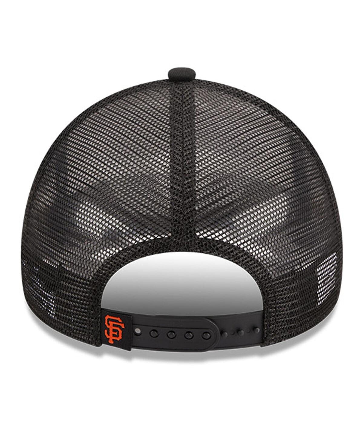 Shop New Era Men's  White, Black San Francisco Giants Stacked A-frame Trucker 9forty Adjustable Hat In White,black