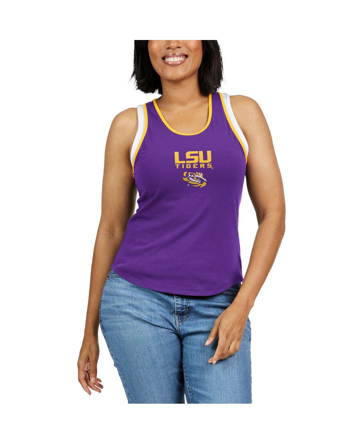 Shop Wear By Erin Andrews Women's  Purple Lsu Tigers Open Hole Razorback Tank Top