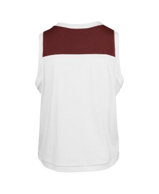 Women's White Distressed Alabama Crimson Tide Premier Zoey Waist Length Tank Top