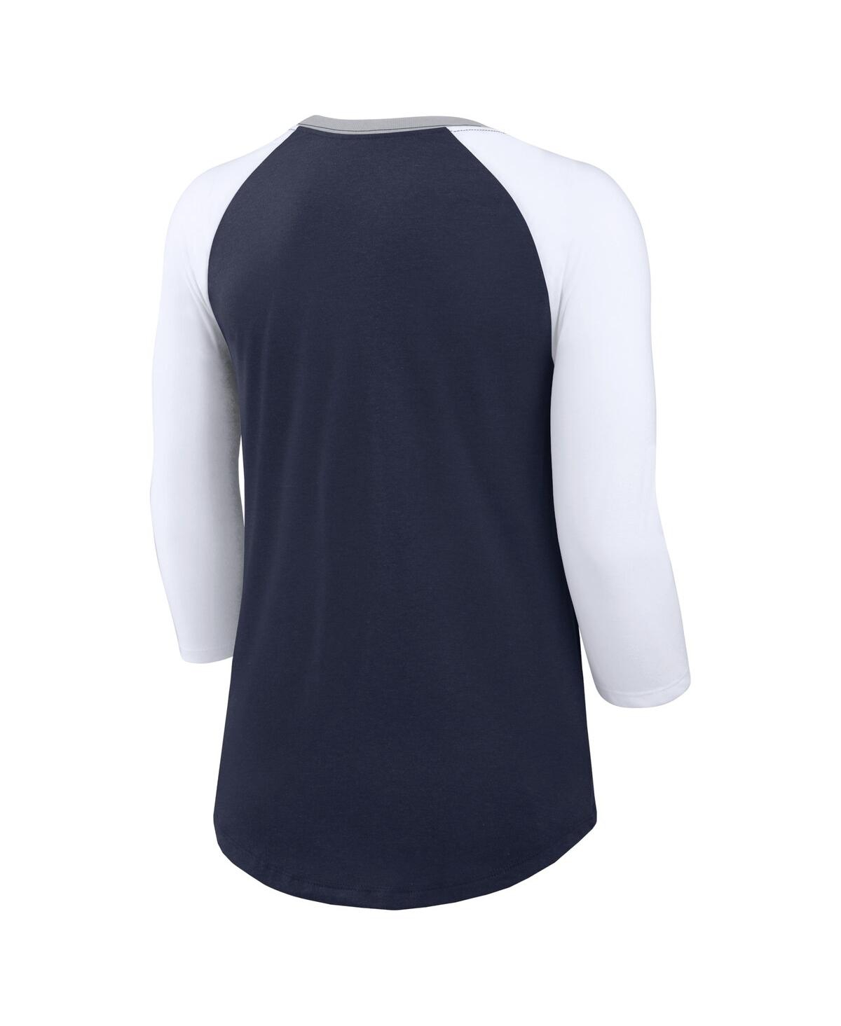 Shop Nike Women's  Navy, White Dallas Cowboys Knockout Arch Raglan Tri-blend 3/4-sleeve T-shirt In Navy,white