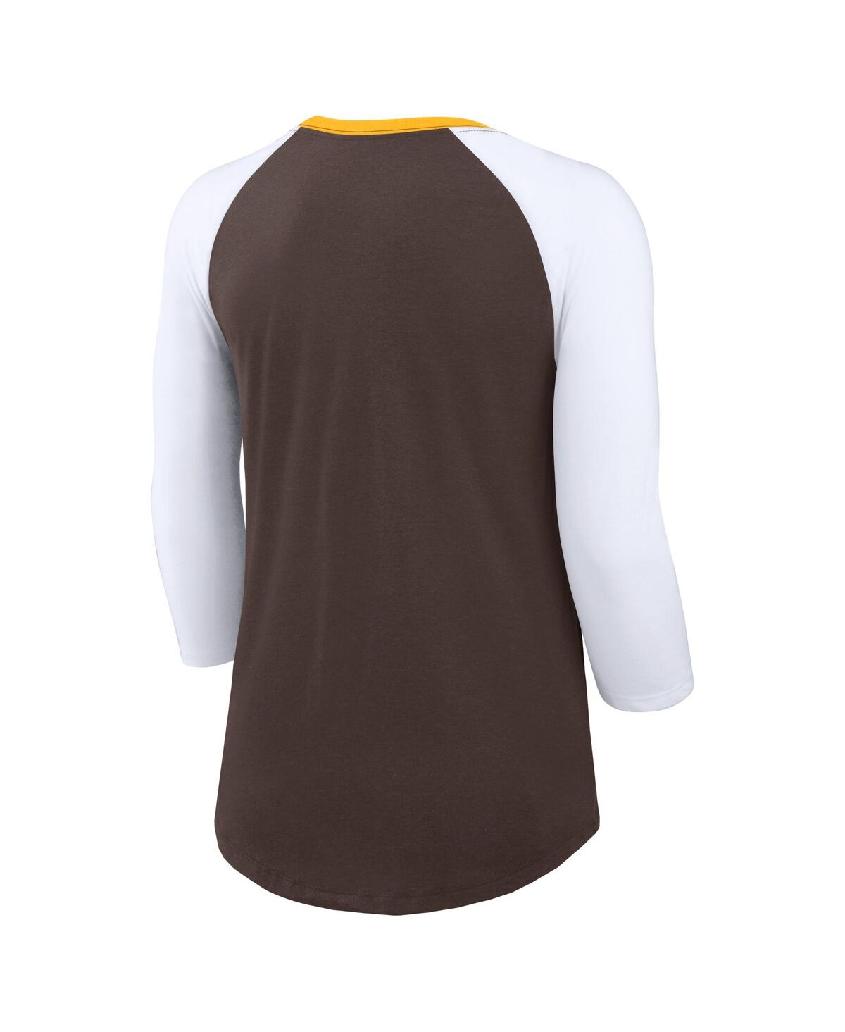 Shop Nike Women's  Brown, White San Diego Padres Knockout Arch 3/4-sleeve Raglan Tri-blend T-shirt In Brown,white