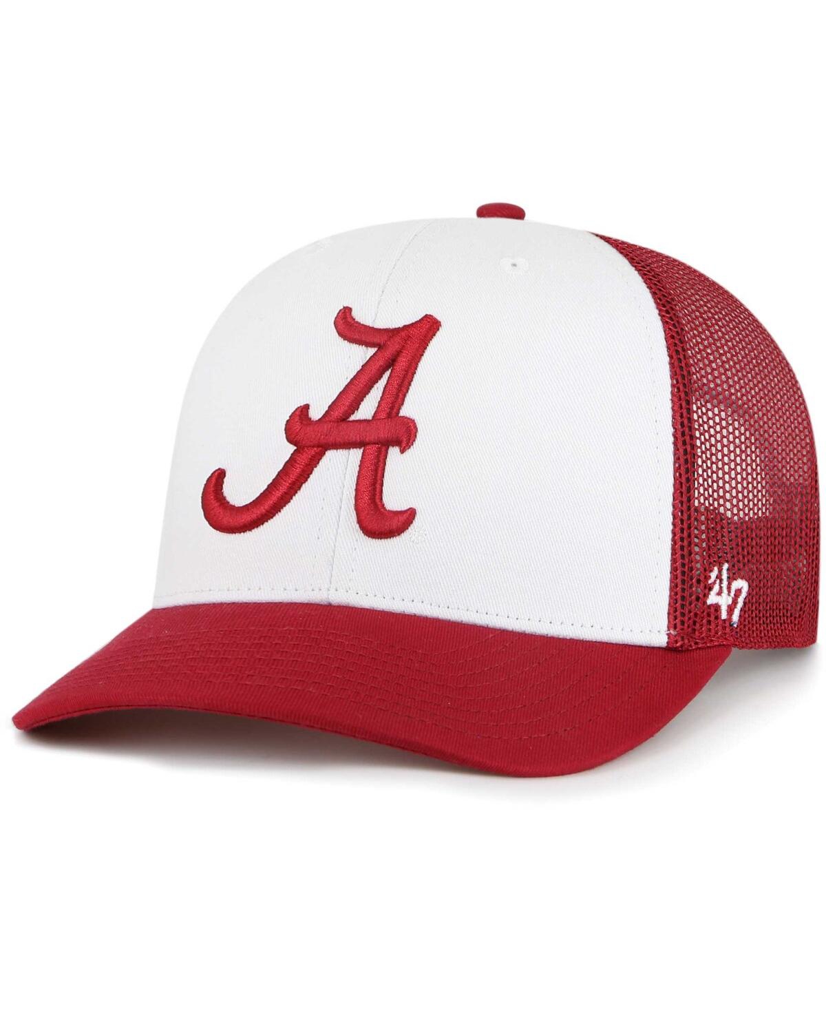 47 Brand Men's ' White, Crimson Alabama Crimson Tide Freshman Trucker Adjustable Hat In White,crimson