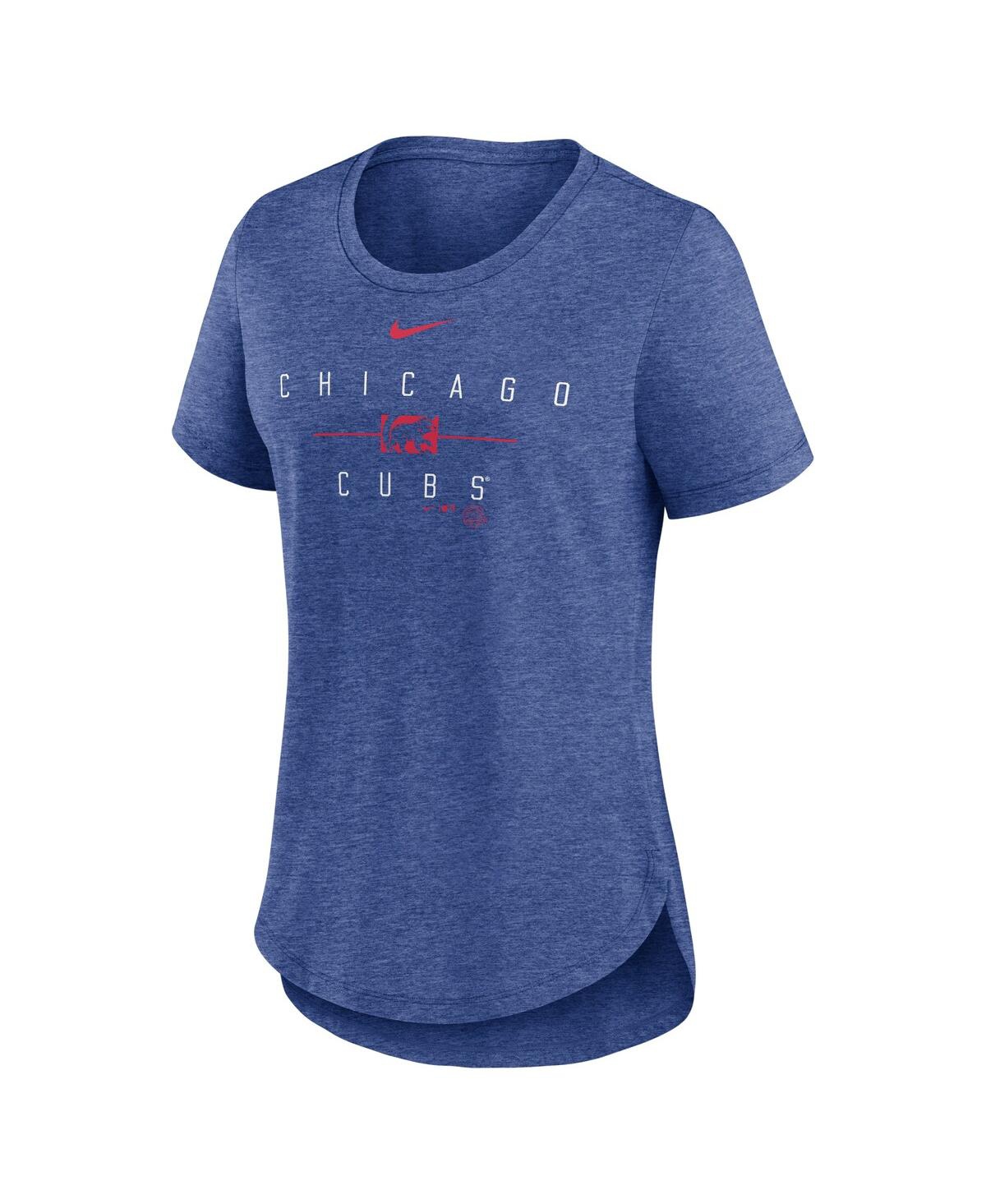 Shop Nike Women's  Heather Royal Chicago Cubs Knockout Team Stack Tri-blend T-shirt