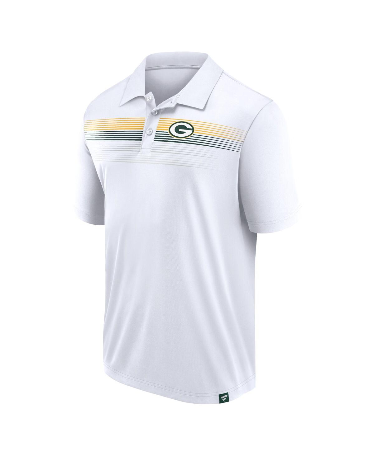 Shop Fanatics Men's  White Green Bay Packers Victory For Us Interlock Polo Shirt