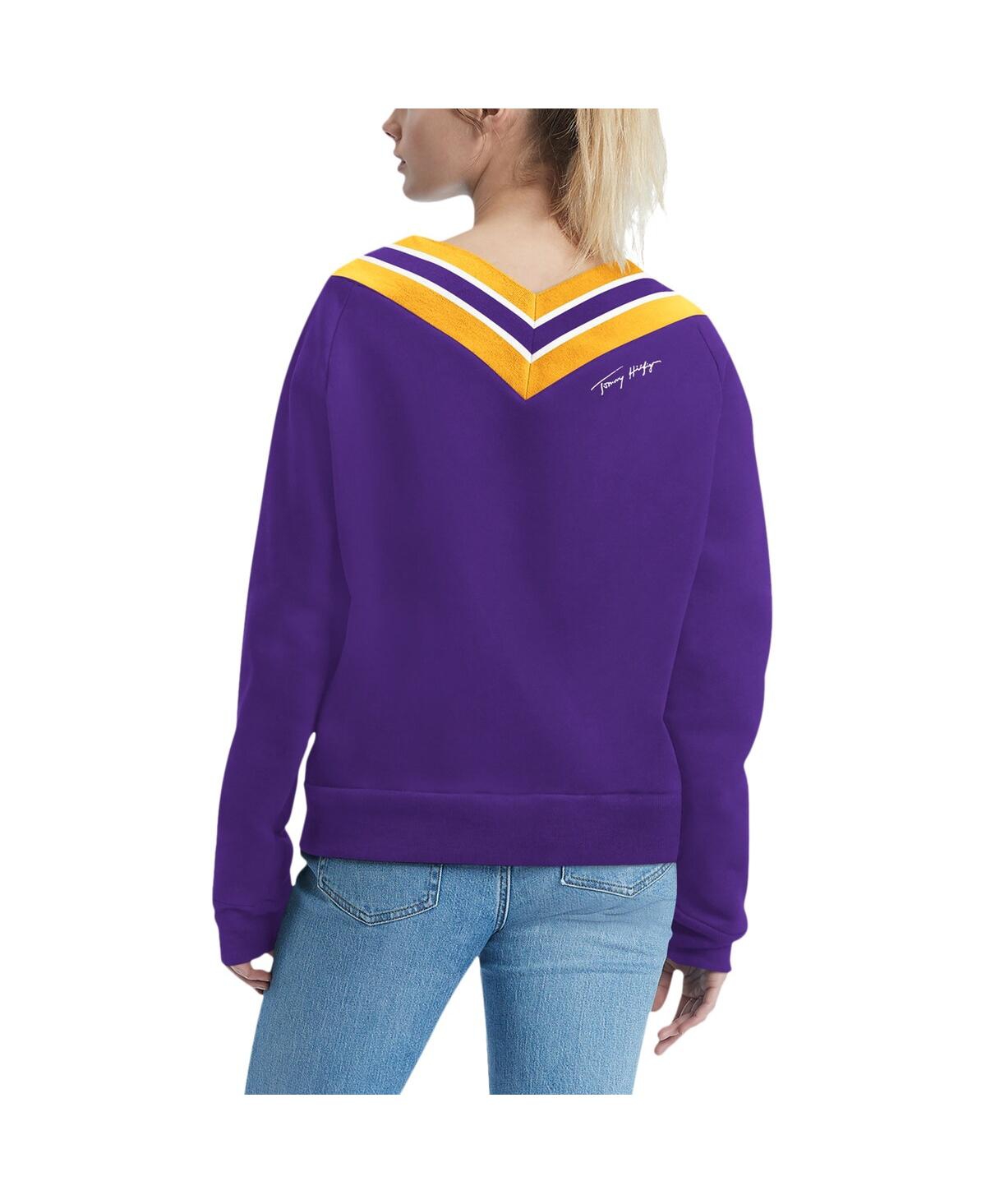 Shop Tommy Hilfiger Women's  Purple Minnesota Vikings Heidi Raglan V-neck Sweater