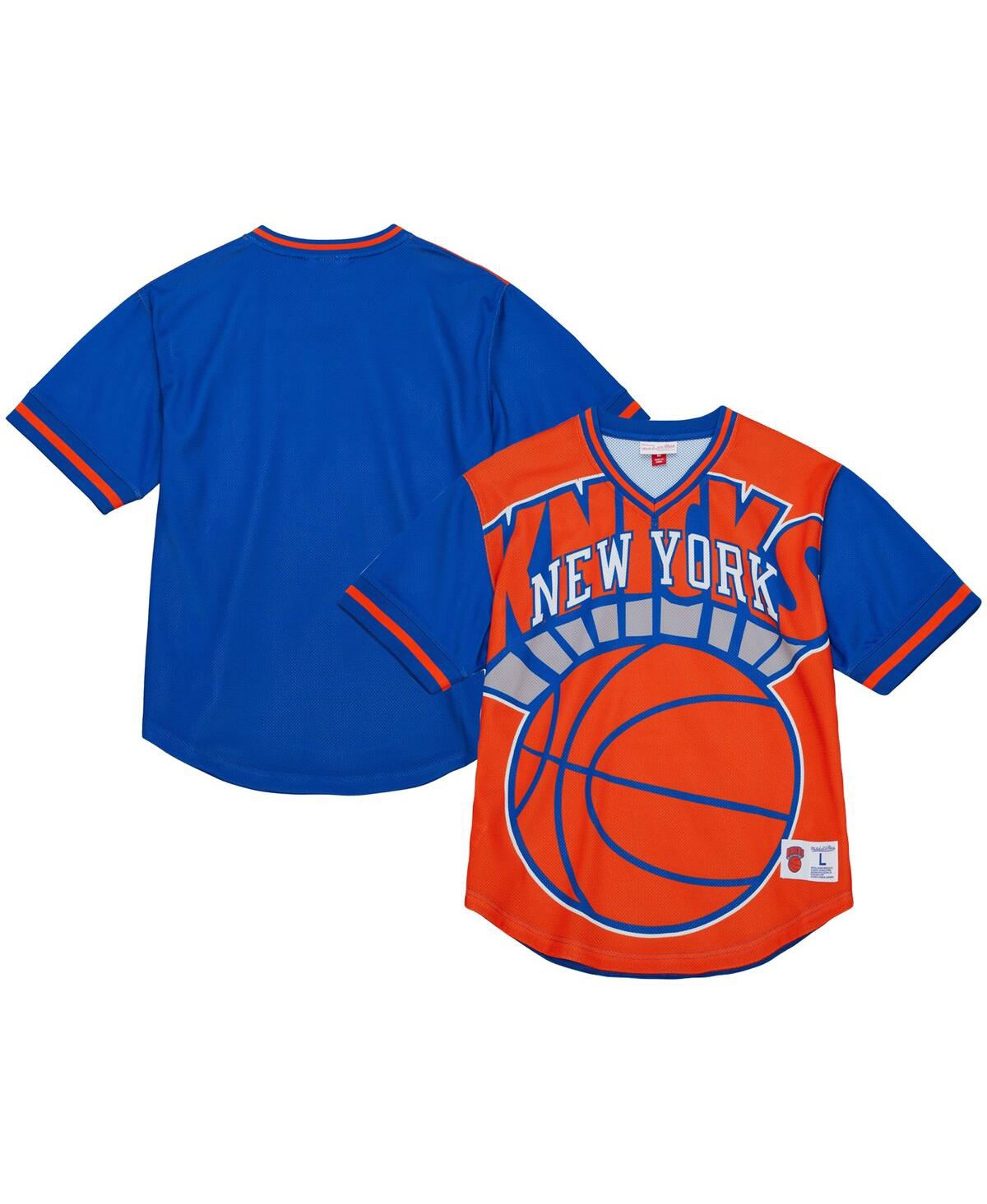 Men's Mitchell & Ness Orange New York Knicks Jumbotron 3.0 Mesh V-Neck T-shirt - Orange
