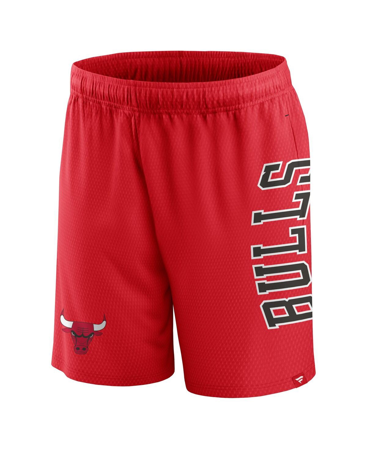 Shop Fanatics Men's  Red Chicago Bulls Post Up Mesh Shorts