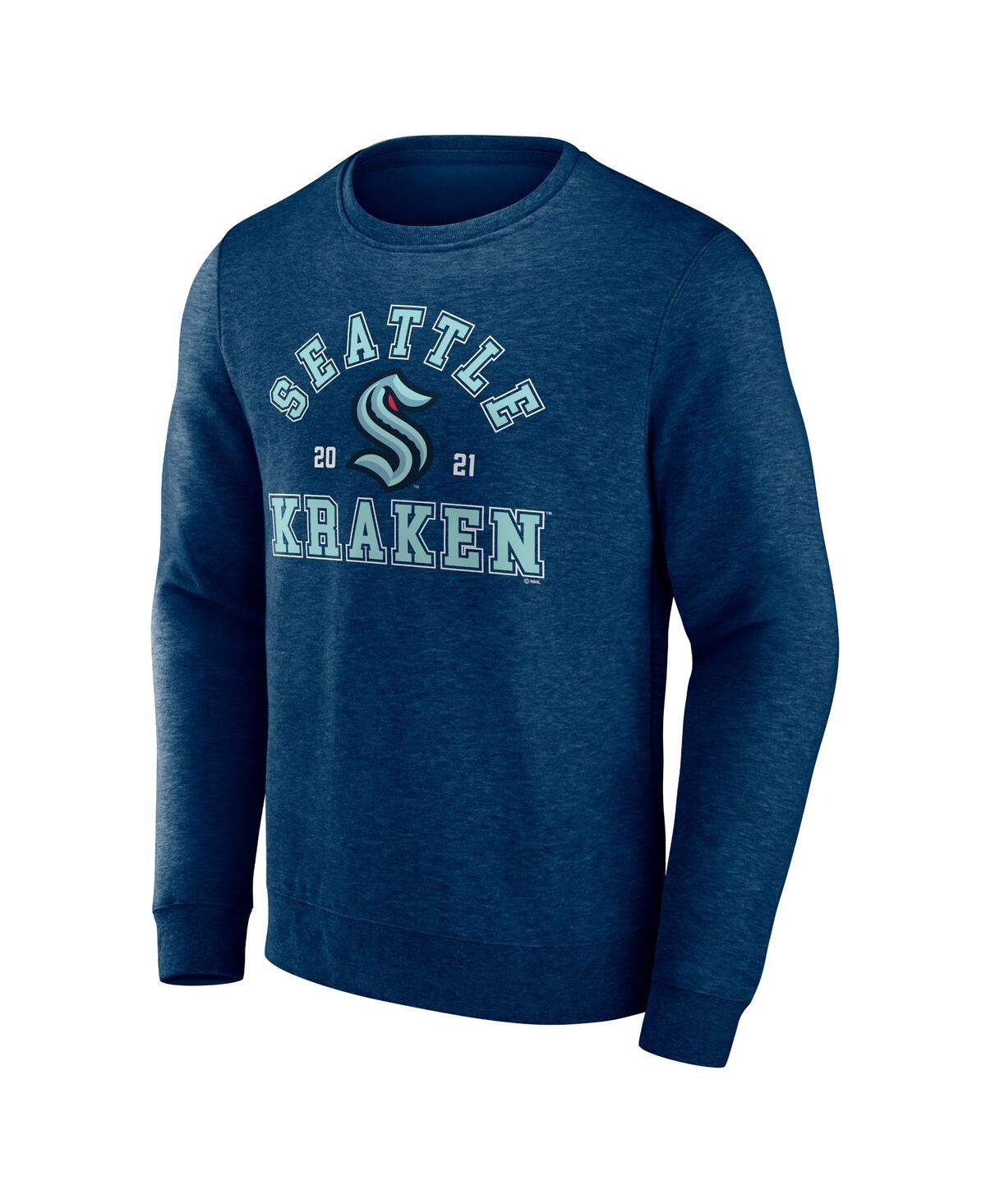 Shop Fanatics Men's  Navy Seattle Kraken Classic Arch Pullover Sweatshirt
