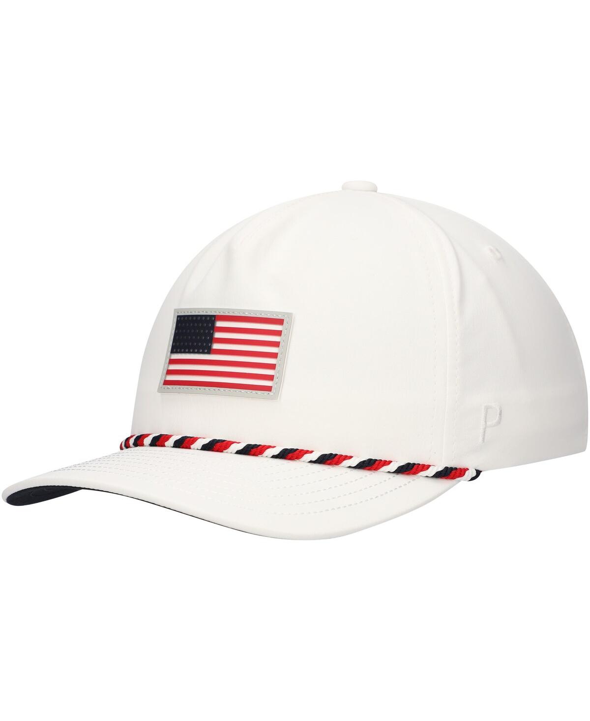 Shop Puma Men's  White The Players Volition Flag Flexfit Adjustable Hat