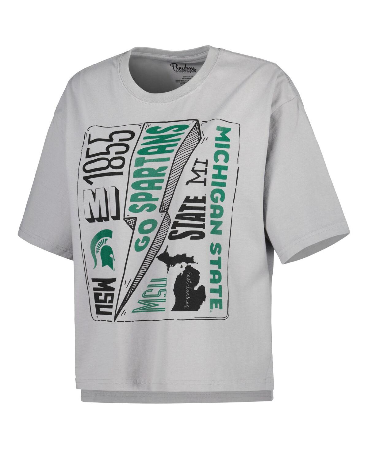 Shop Pressbox Women's  Silver Michigan State Spartans Rock & Roll School Of Rock T-shirt