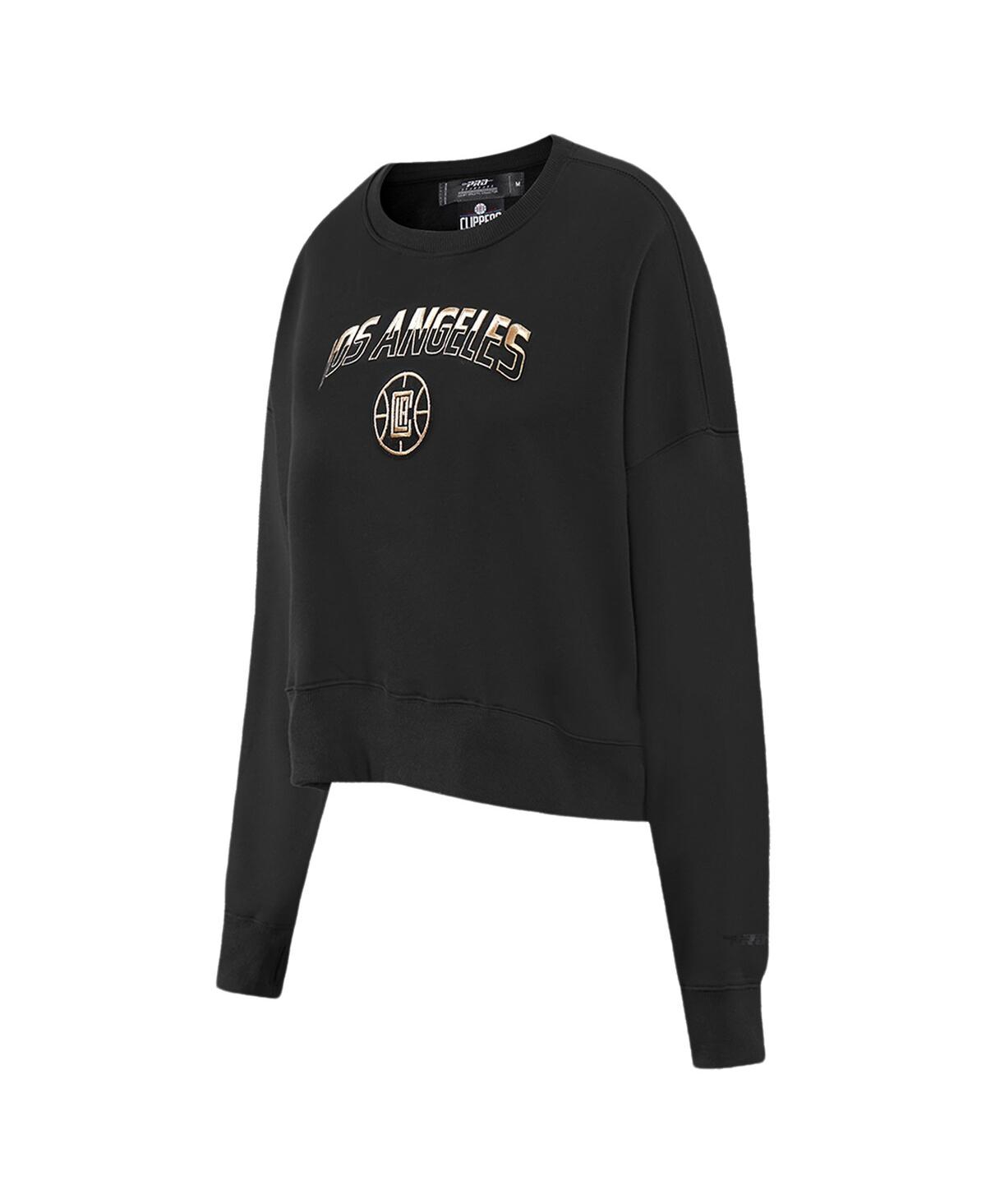Women's Pro StandardLa Clippers Glam Cropped Pullover Sweatshirt - Black