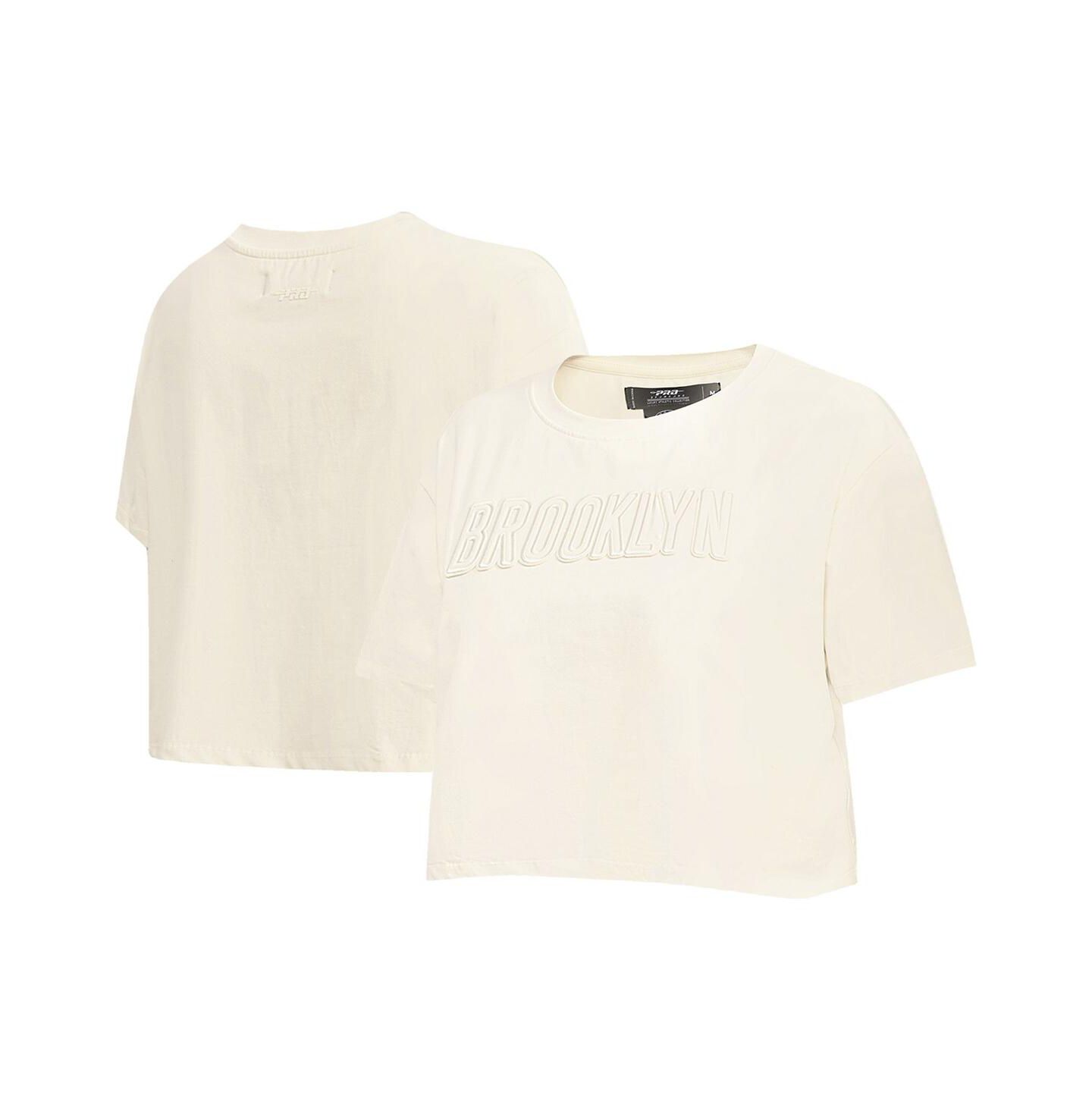 Женская футболка Pro Standard Cream Brooklyn Nets Neutral Boxy Crop — фото 1