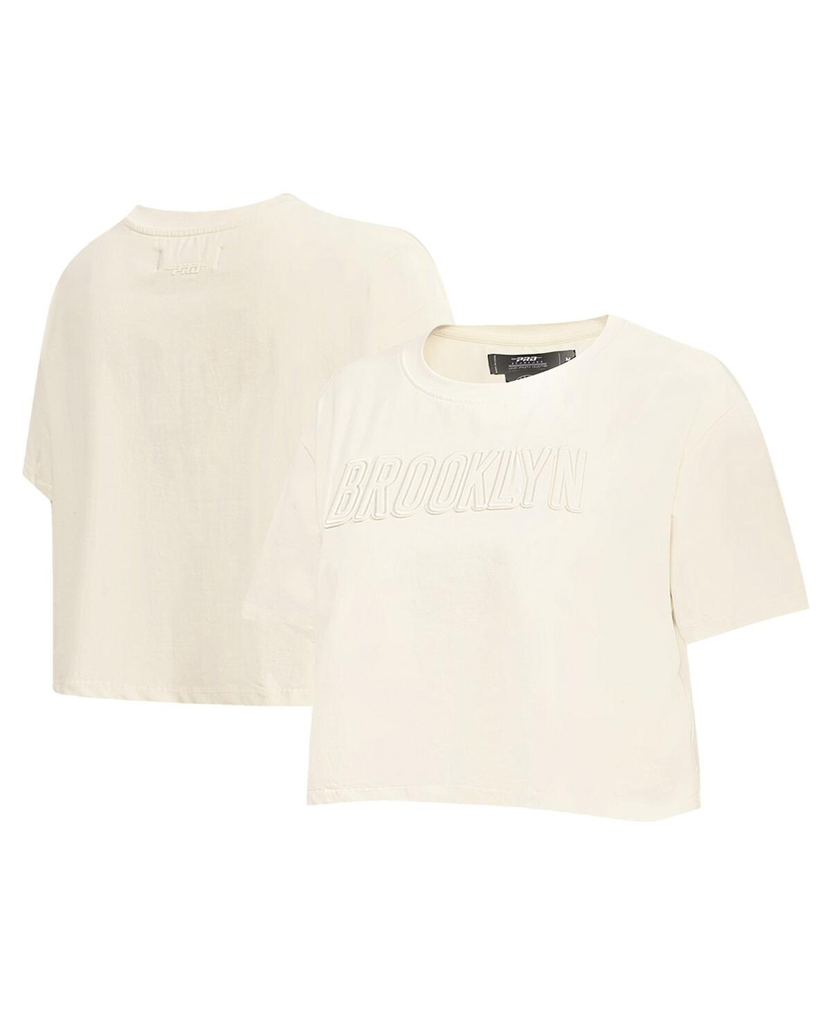 Shop Pro Standard Women's  Cream Brooklyn Nets Neutral Boxy Crop T-shirt