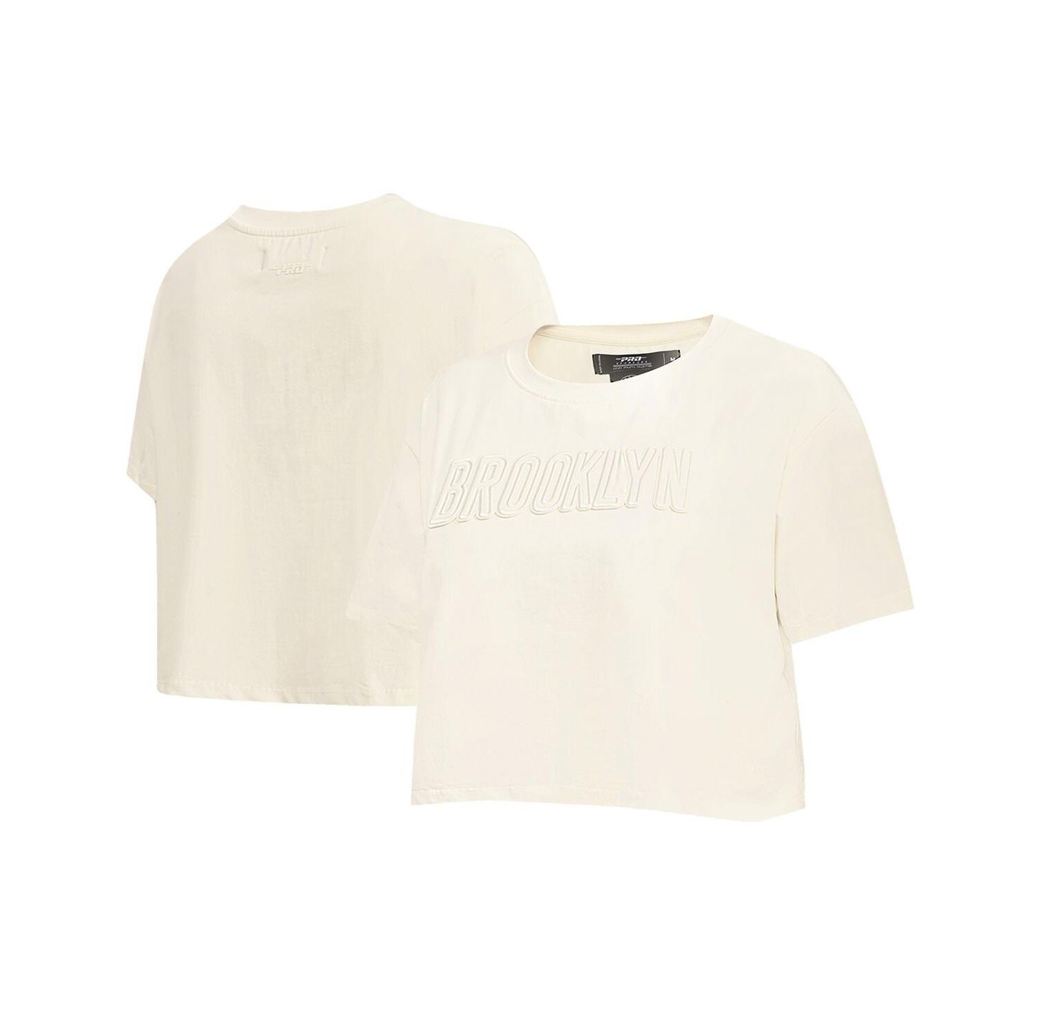 Women's Cream Brooklyn Nets Neutral Boxy Crop T-shirt