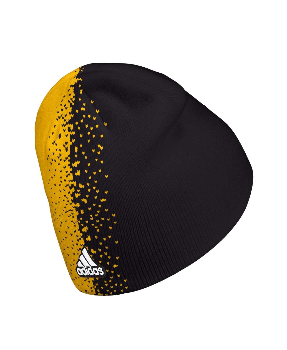 Shop Adidas Originals Men's Adidas Black, Gold Boston Bruins Split Knit Hat In Black,gold