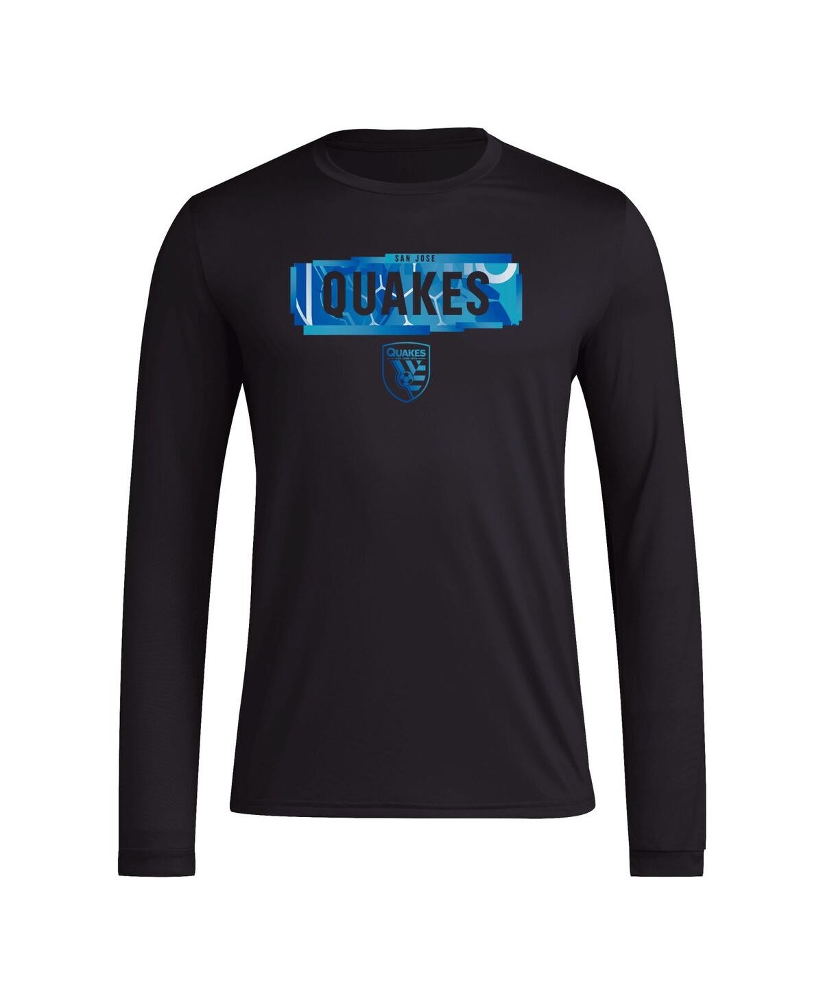 Men's adidasSan Jose Earthquakes Local Pop Aeroready Long Sleeve T-shirt - Black