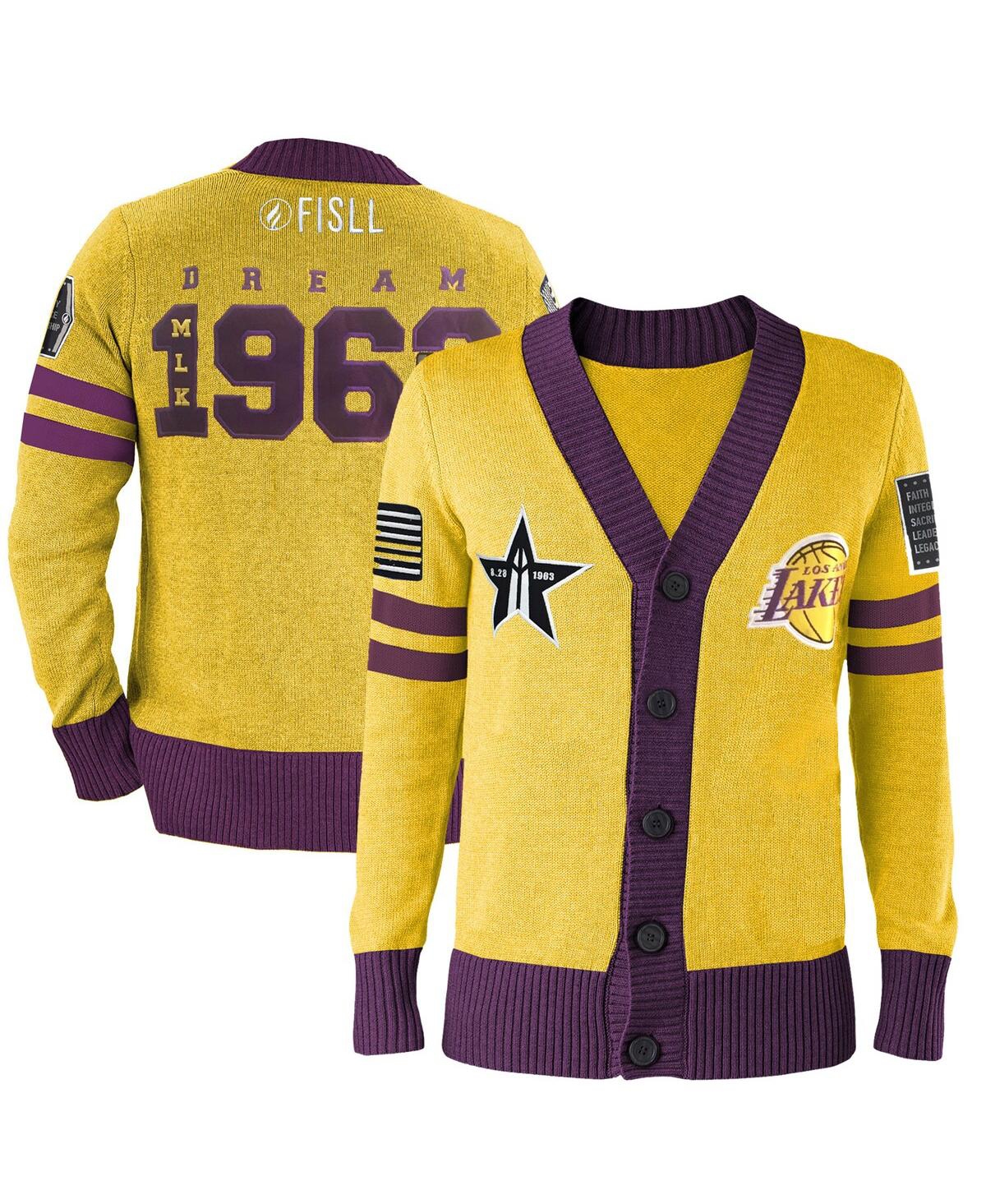 Men's and Women's Fisll x Black History Collection Gold Los Angeles Lakers Full-Button Cardigan Sweater - Gold, Purple