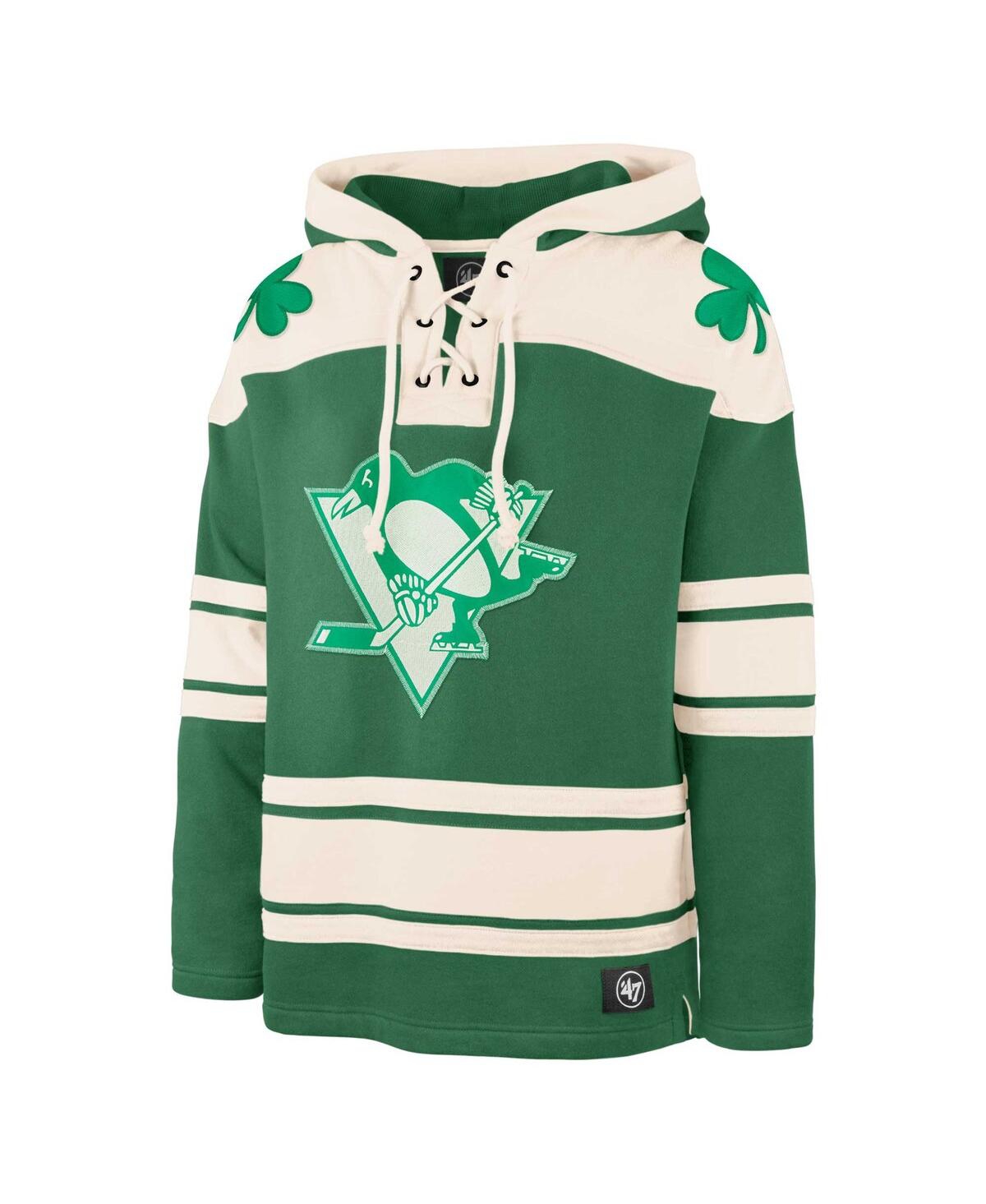 Shop 47 Brand Men's ' Kelly Green Pittsburgh Penguins St. Patrick's Day Superior Lacer Pullover Hoodie