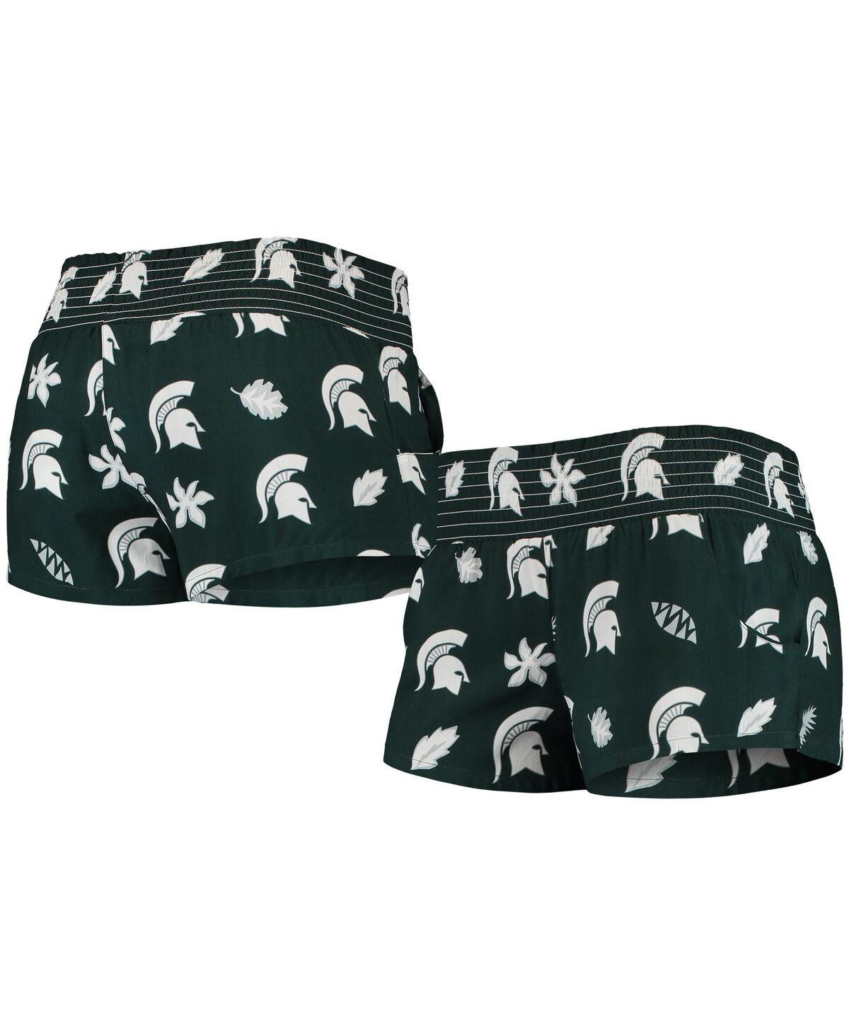 Women's Wes & Willy Green Michigan State Spartans Beach Shorts - Green