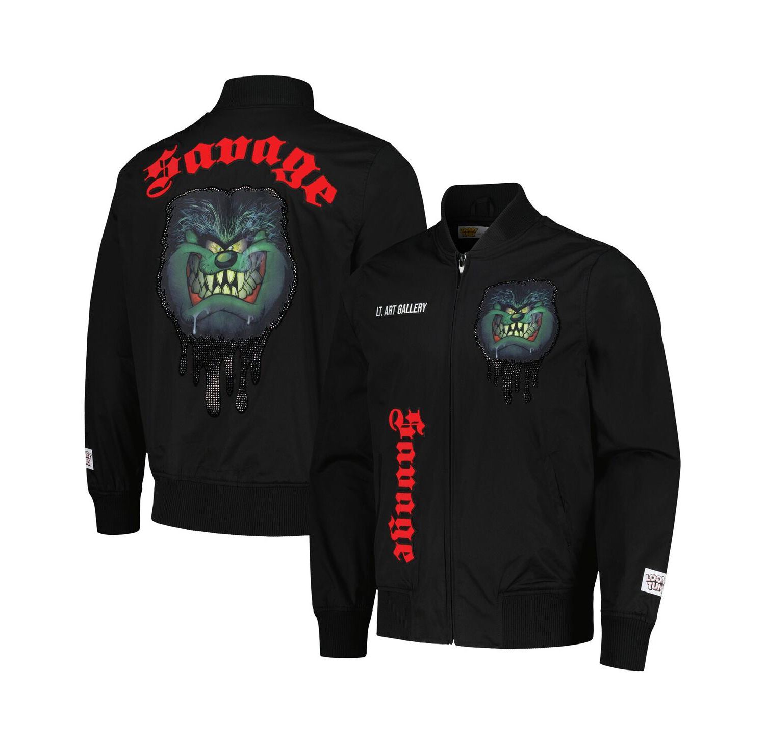 Men's Black Looney Tunes Taz Halloween Twill Full-Zip Jacket