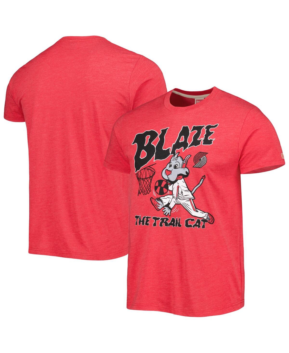 Homage Men's And Women's  Red Portland Trail Blazers Team Mascot Tri-blend T-shirt