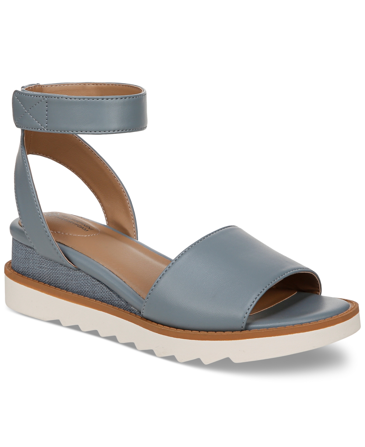Shop Giani Bernini Women's Constancia Memory Foam Ankle Strap Wedge Sandals, Created For Macy's In Light Blue