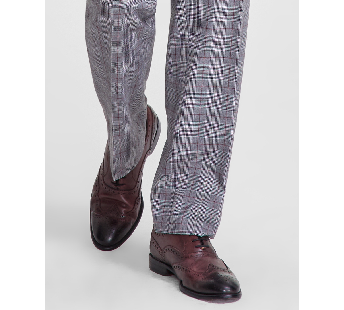 Tayion Collection Men's Classic-Fit Plaid Suit Pants -red/white