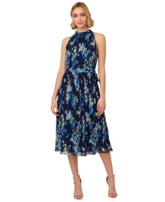 Adrianna Papell - Women's Floral Pleated Chiffon Dress