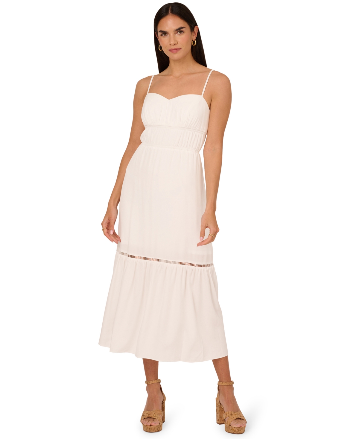 Shop Adrianna By Adrianna Papell Women's Sweetheart-neck Sleeveless Midi Dress In Ivory