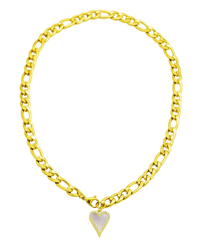 FOCALOOK Initial X Necklaces For Women Men Gold Plated Figaro Chain 16