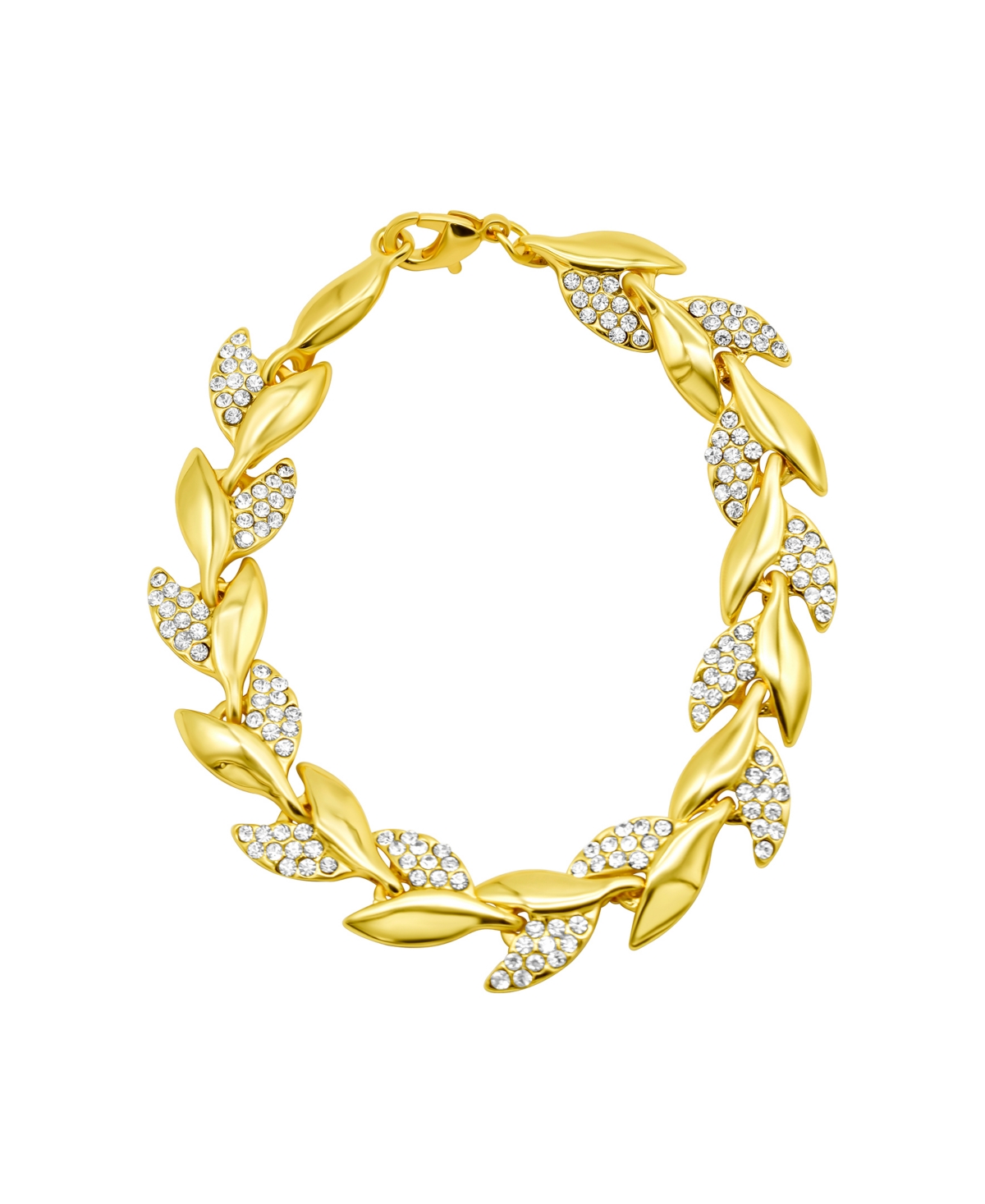 14K Gold-Plated Crystal Leaf Bracelet - Gold