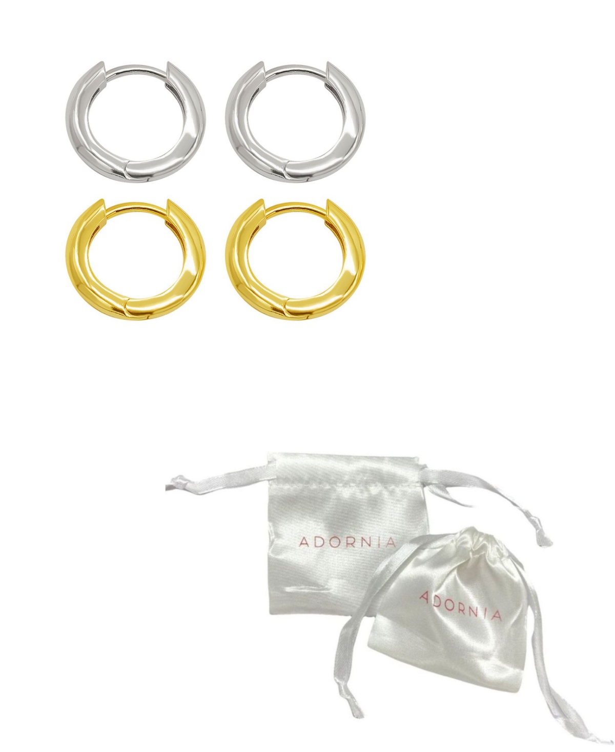 Shop Adornia 14k Gold-plated And Silver-plated Set Of Huggie Hoop Earrings In Multi