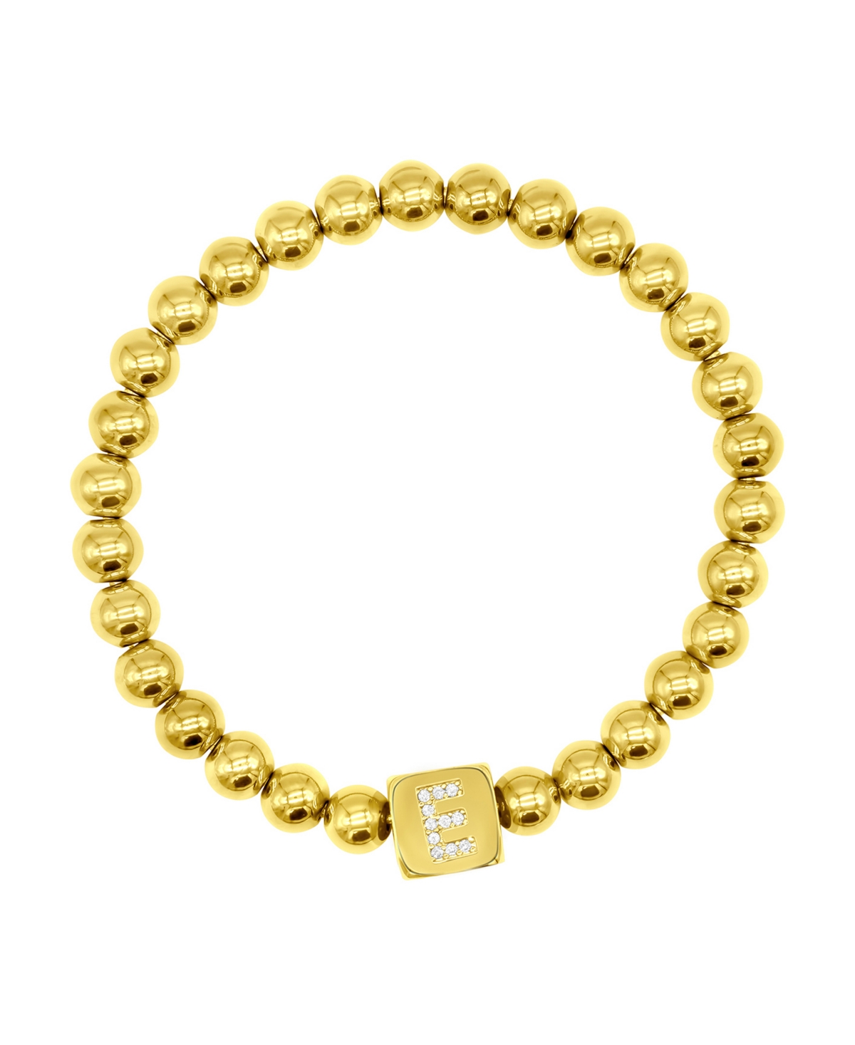 Adornia 14k Gold-plated Initial Cube Stretch Bracelet In Gold- E