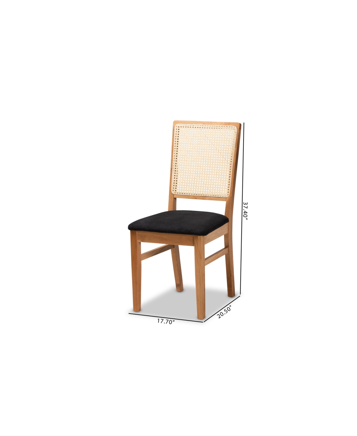 Baxton Studio Idris Finished 2pc Rattan Dining Chair Set In Black,oak Brown