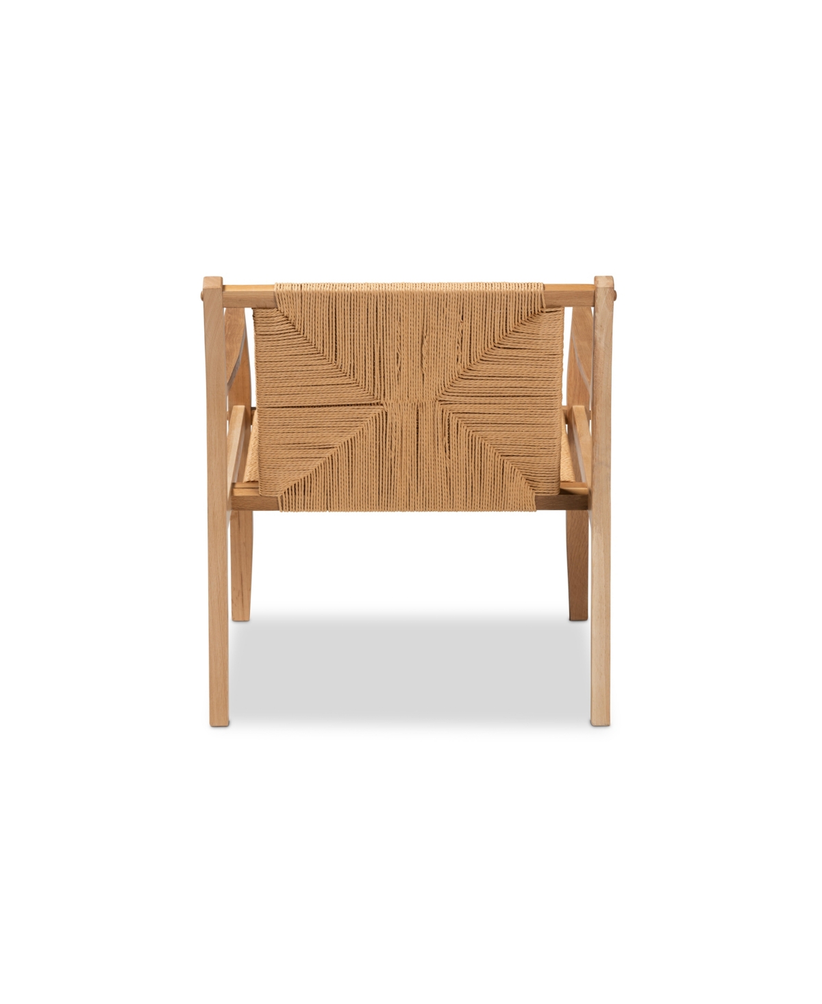 Shop Baxton Studio Delaney Mid-century Modern Oak Finished Wood And Hemp Accent Chair In Beige,oak Brown
