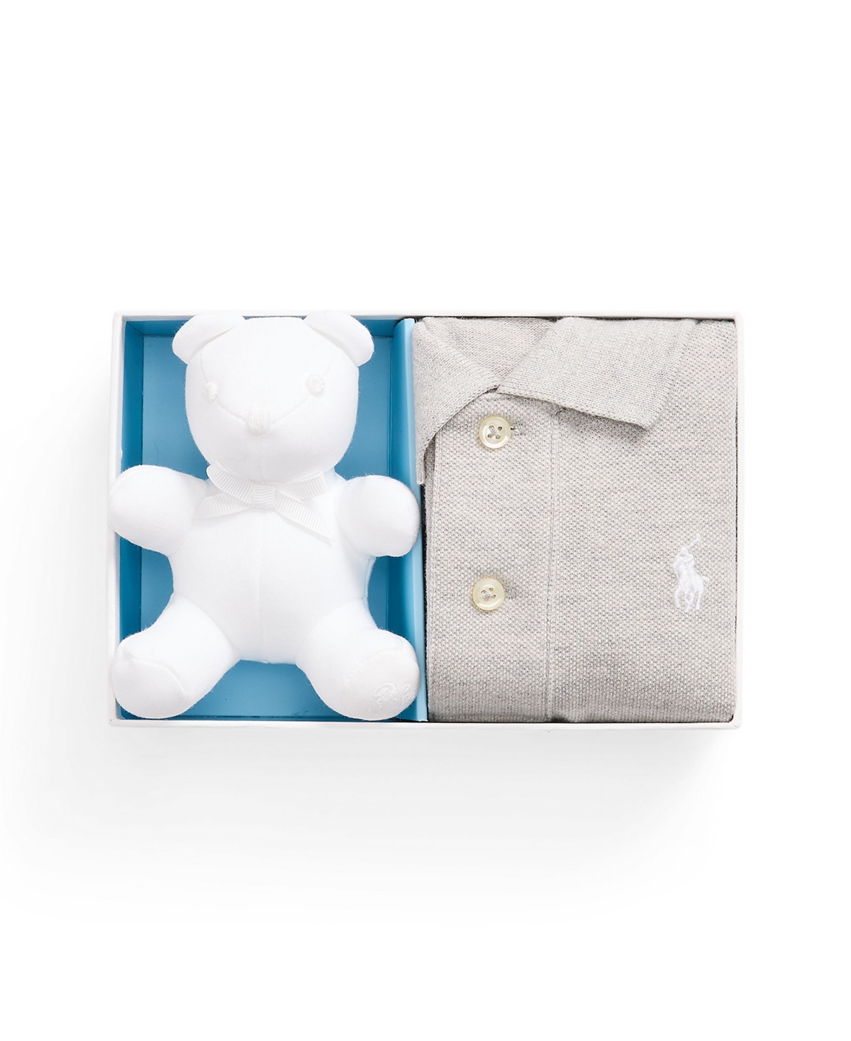 Polo Ralph Lauren Baby Boys Cotton Mesh Polo Shirt And Bear Gift Box Set In Andover Heather