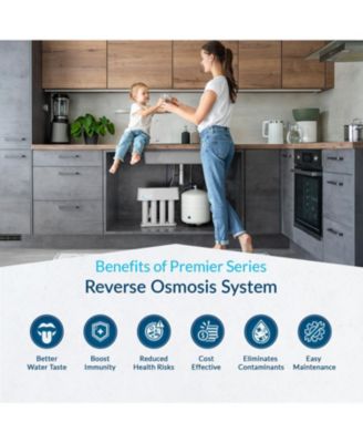 Premier Advanced Series | 4-Stage Reverse Osmosis Water Filtration System with Brushed Nickel Faucet, 75 GPD