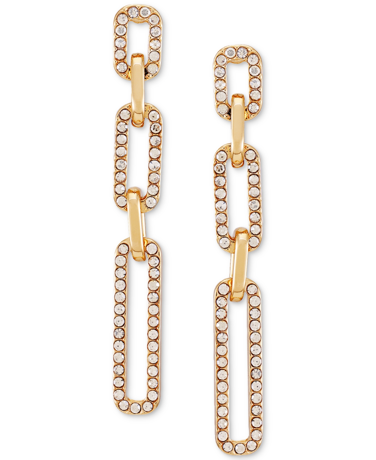 Shop Guess Gold-tone Crystal Link Drop Earrings