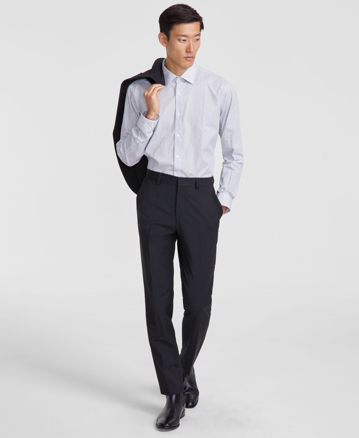 Мужские брюки Hugo Boss Modern-Fit Solid Wool-Blend Suit Trousers, цвет: Чёрный — фото 1
