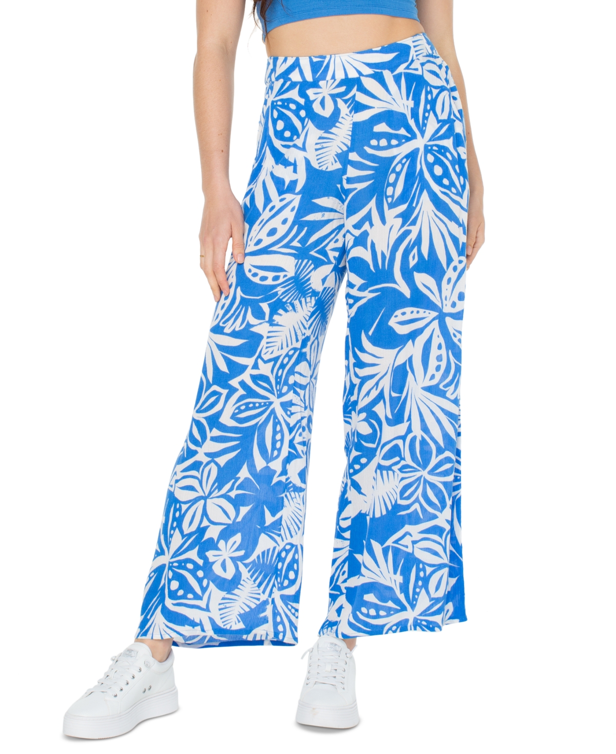 Shop Roxy Juniors' Midnight New Avenue Wide-leg Pants In Campanula Selva Floral