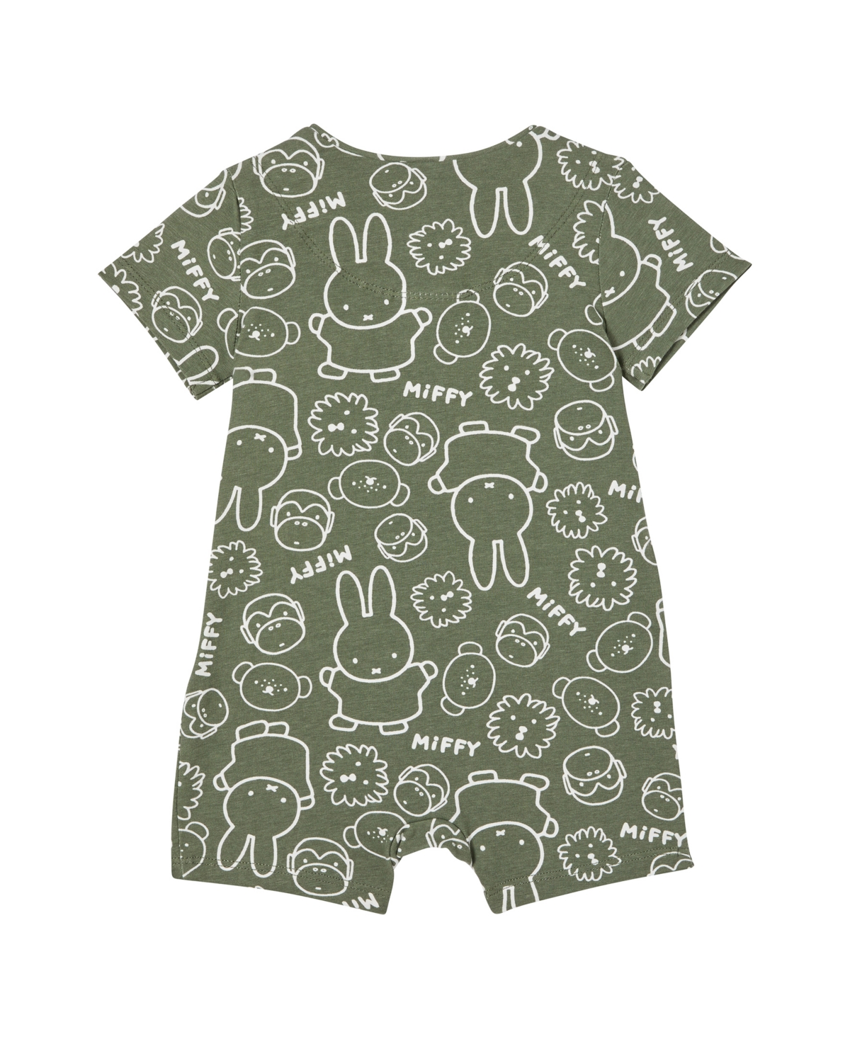 Shop Cotton On Baby Boys And Baby Girls The Billie Short Sleeve Zip Romper License In Green