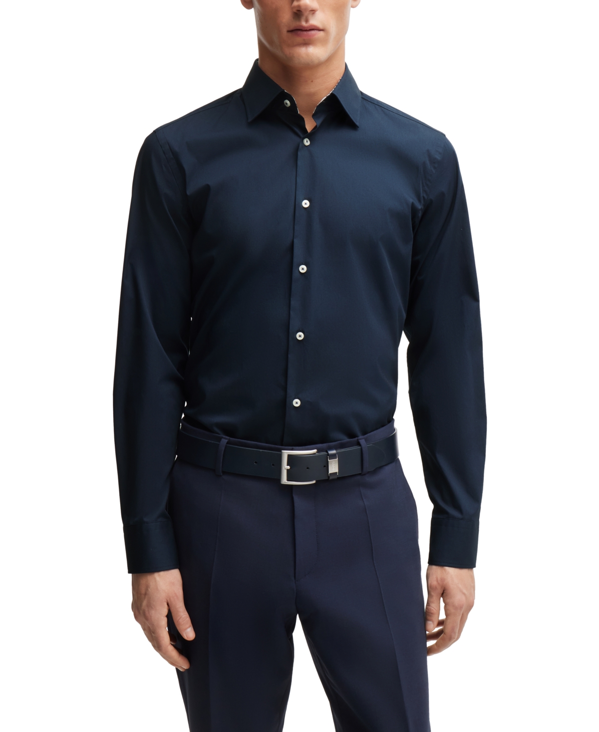 Hugo Boss Boss By  Men's Easy-iron Slim-fit Shirt In Dark Blue