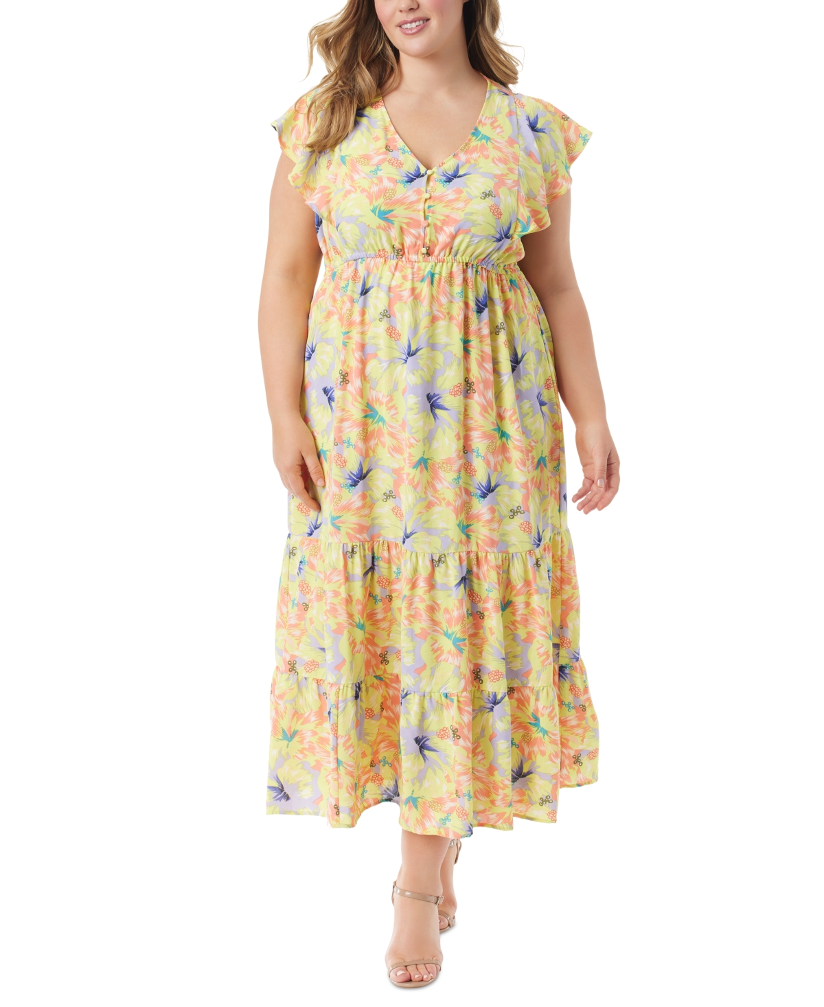 Trendy Plus Size Kariana Flutter-Sleeve Dress - Almost Apricot