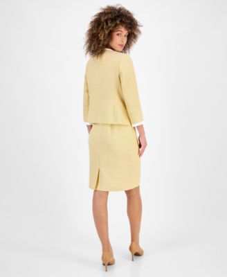Shop Kasper Womens Framed Colorblocked Blazer Sheath Dress In Butterscotch,vanilla Ice